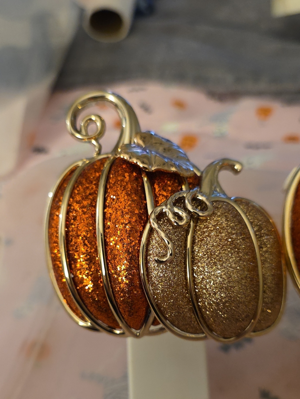 Set Of 2 Gold and Orange Pumpkin Wallflower Plug In Decor - Picture 3 of 3